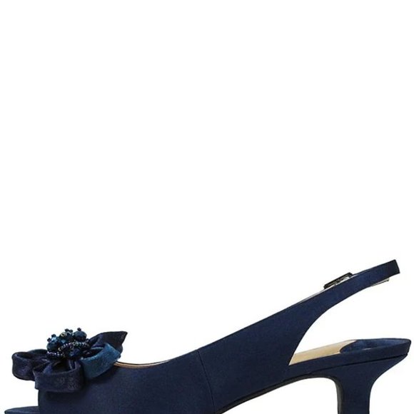 J. Renee Leonelle Embellished Bow Slingback Peep Toe Pumps - Picture 1 of 6